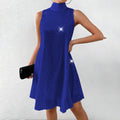 Women's Sparkly Sequin Sleeveless Mock Neck Dress Glittery Evening Party Dress