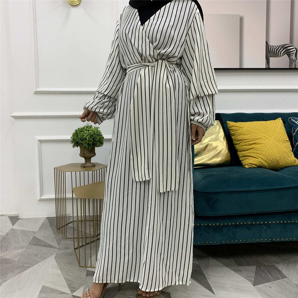 Muslim Fashion Large Women's Heap Sleeves Slim Fit Dress