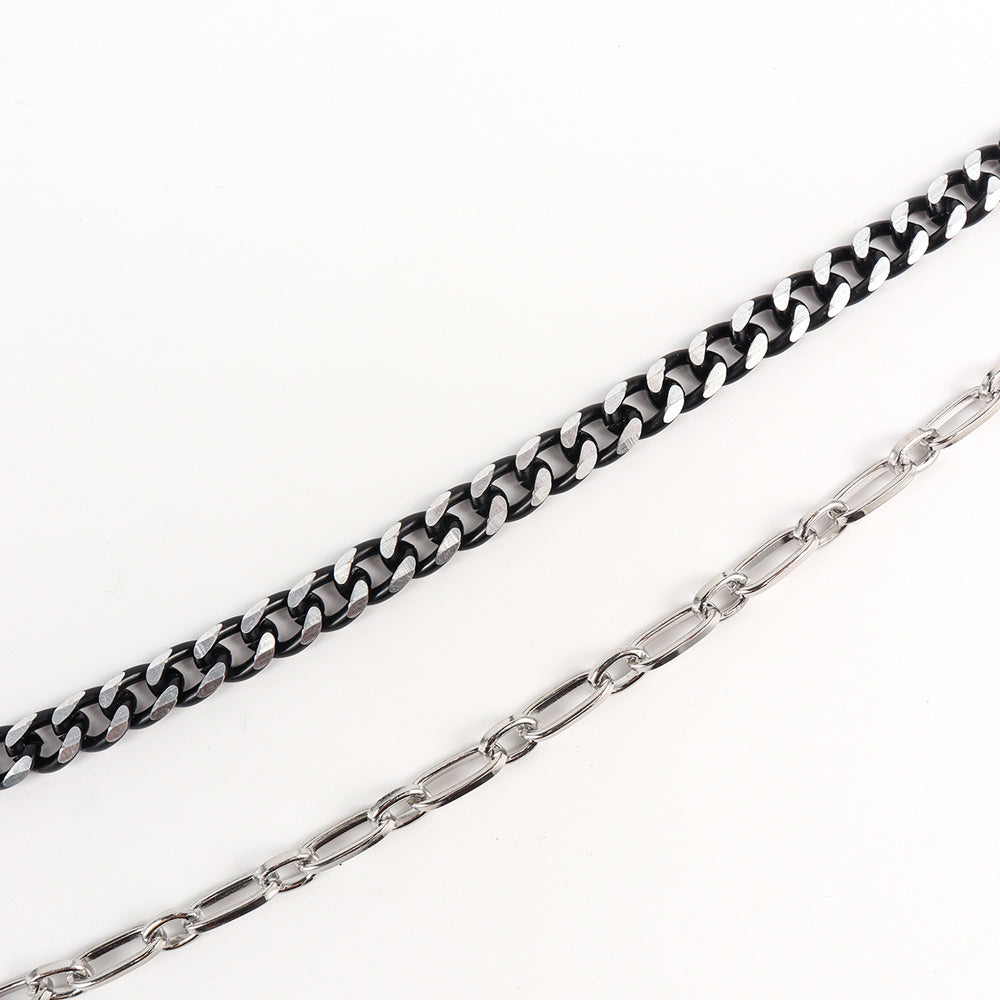 New European And American Punk Style Personality Double Pants Chain Men And Women Black And Silver Mixed Simple Chain Hip-hop Jeans Decoration