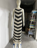 Sexy Tight Striped Tassel Knitted Dress
