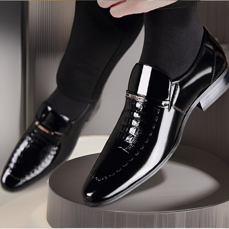 Men's Shoes New Crocodile Pattern Plus Size Patent Leather