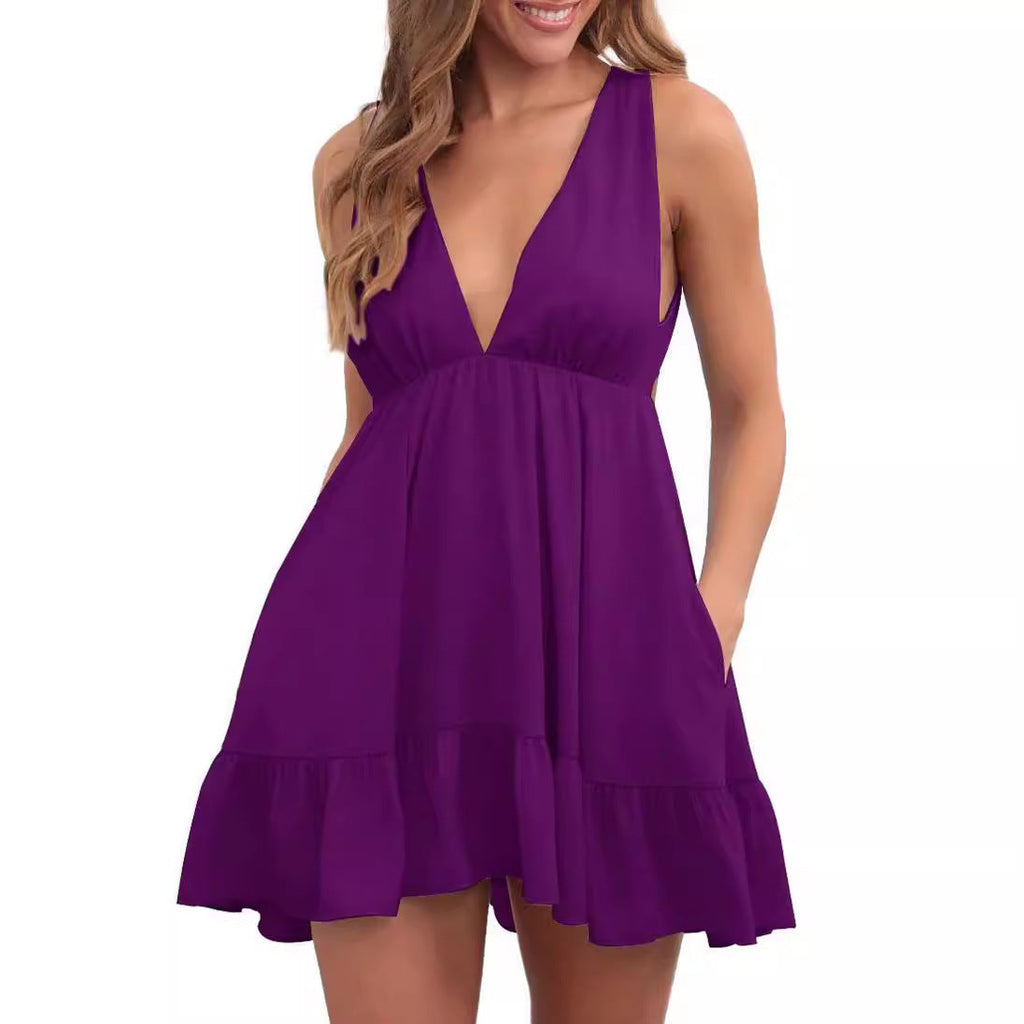 Backless Sleeveless Sling Dress Women