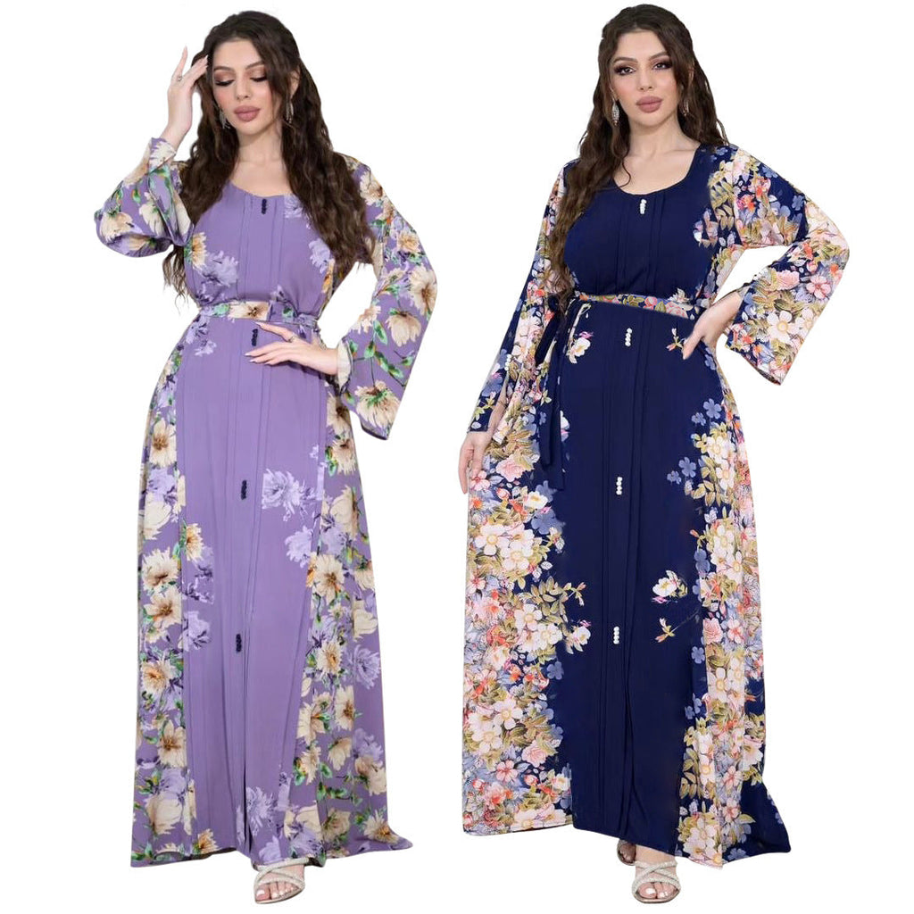 Middle East Print Dress Muslim Robe