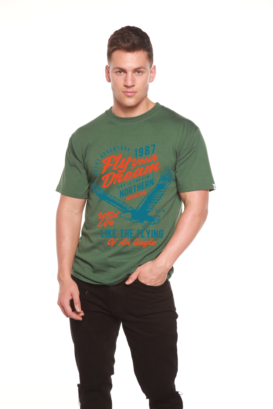 Fly Your Dream Men's Bamboo Viscose/Organic Cotton Short Sleeve Graphic T-Shirt