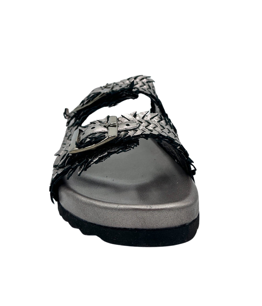 Intertwine Dual Woven Strap Slide in Pewter