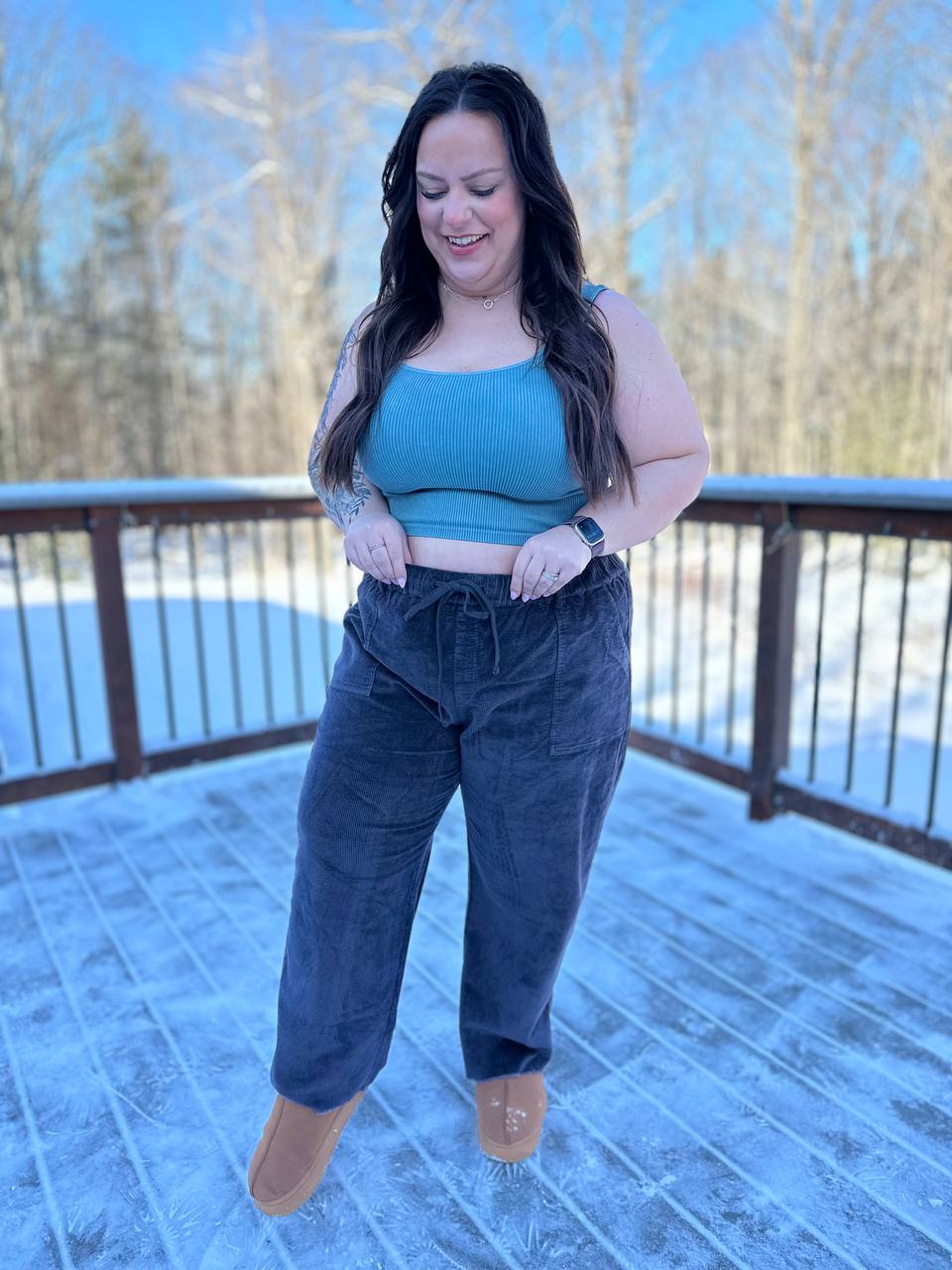 Fundamentals Ribbed Seamless Reversible Tank in Vintage Blue
