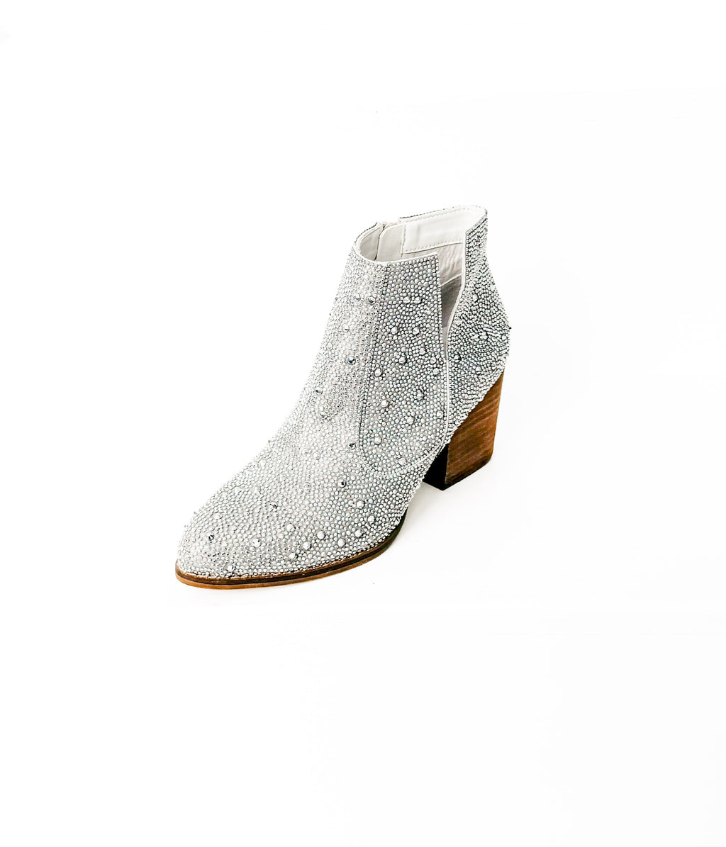 Shine Star Rhinestone Bootie in Silver